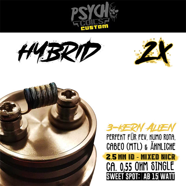 Psycho Coils - Hybrid - 3-Kern Alien - 2,5mm - Mixed NICR - 0,55Ohm Single - 15W -