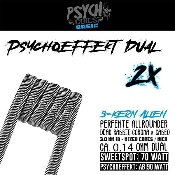 Psycho Coils - Psychoeffekt - 3-Kern Alien - 3mm - Mixed Cores/NICR - 0,14Ohm Single - 70W -